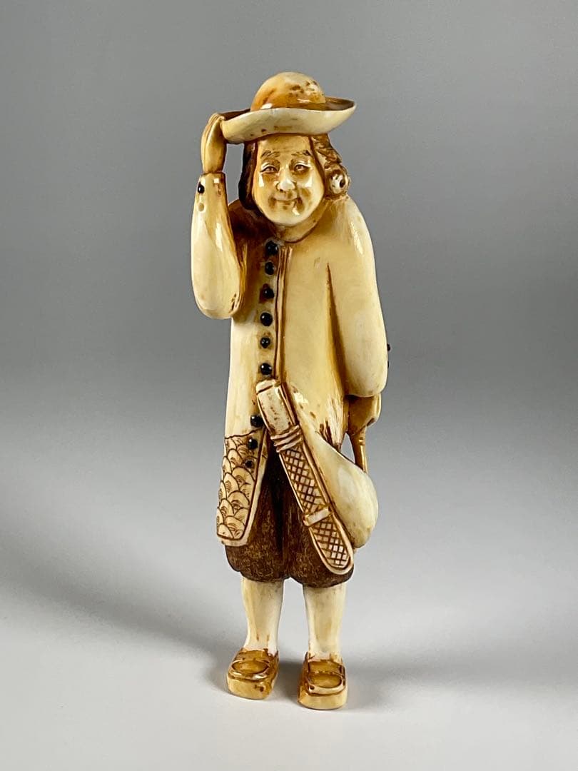 根付　提げ物　阿蘭陀人　オランダ人　在銘