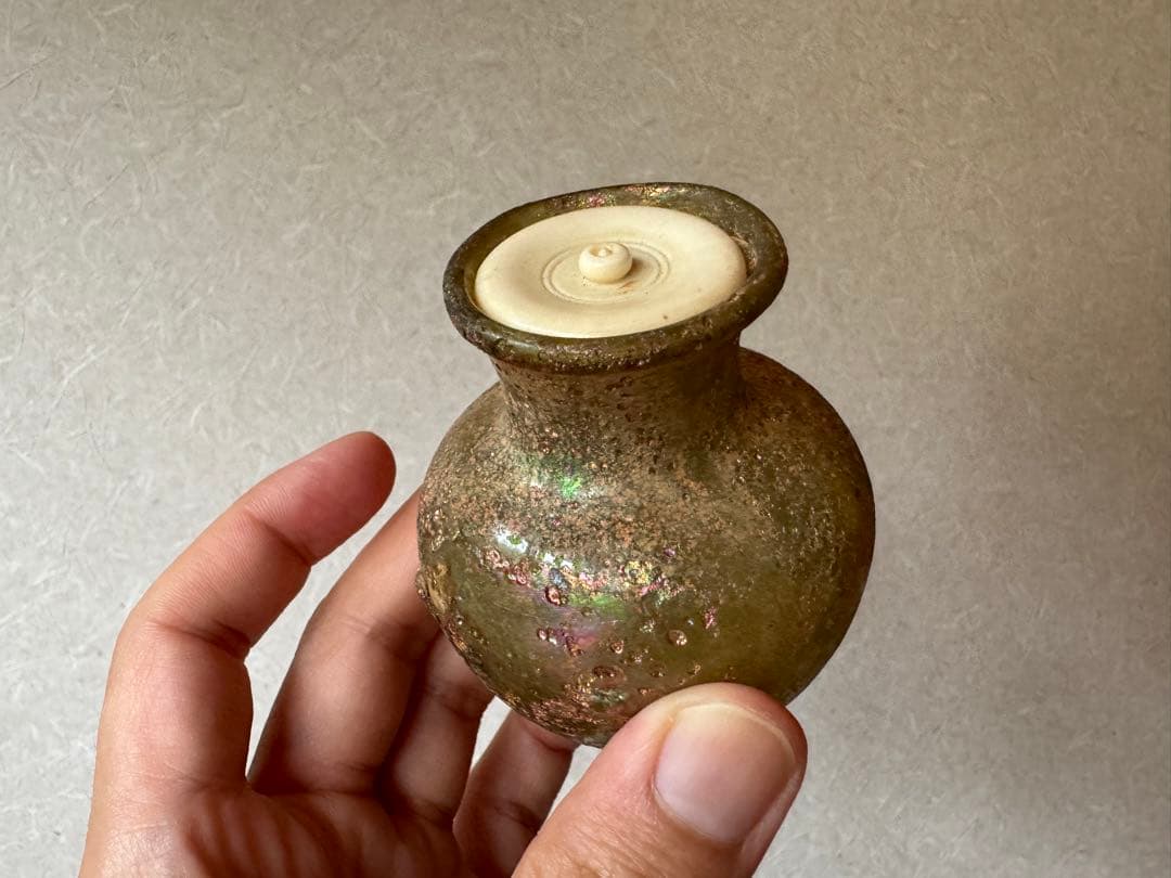 大名品　ローマングラス茶入　茶道具