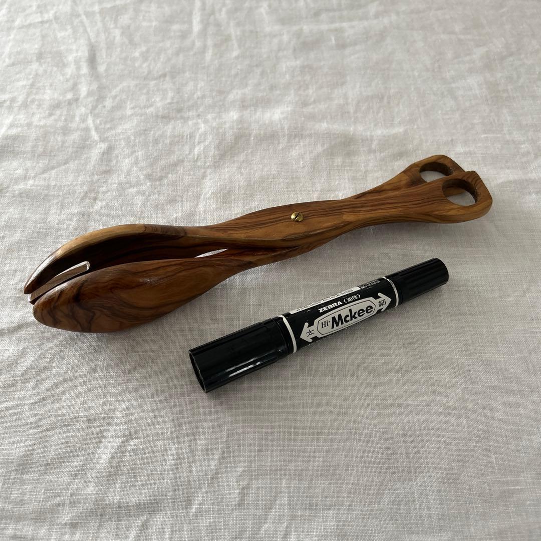 オリーブ　ハサミ式サラダサーバー　蚤の市　ヴィンテージ品　トング