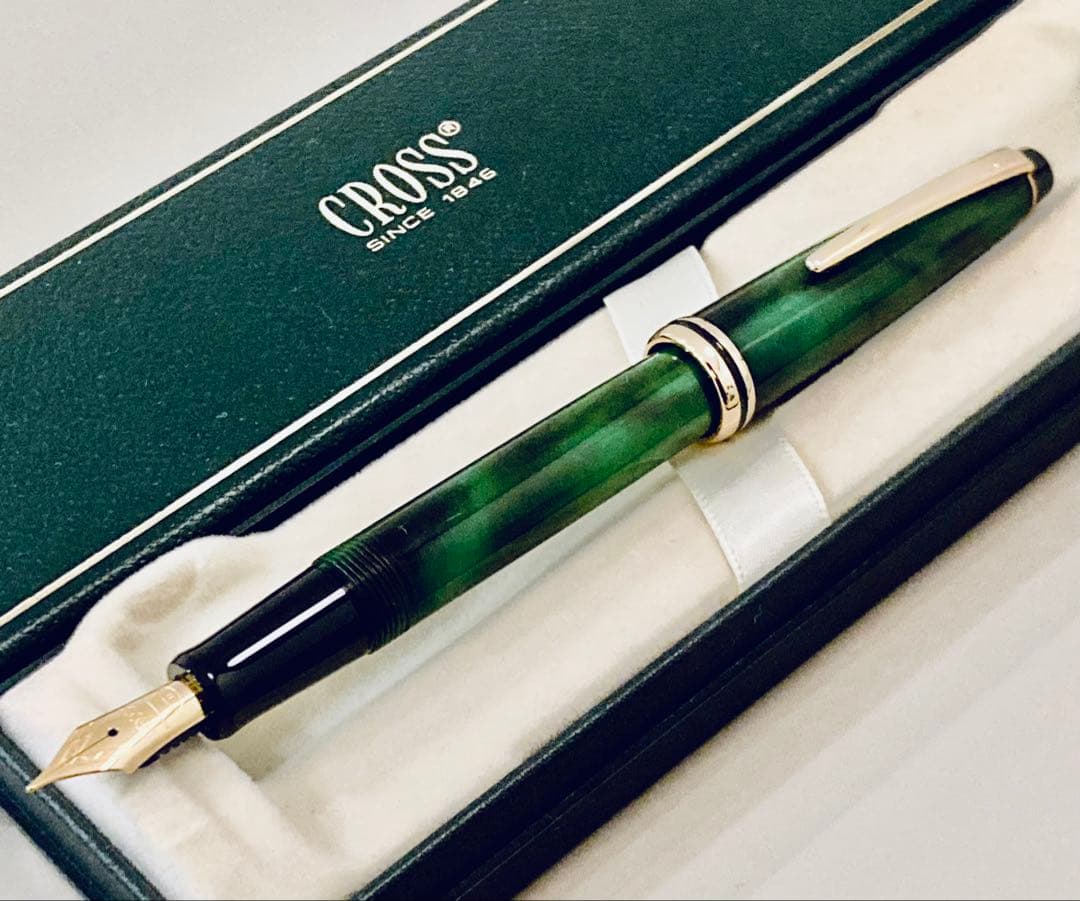 超美品◆クロス 高級万年筆 マーブルグリーン　CROSS アメリカ製ヴィンテージ