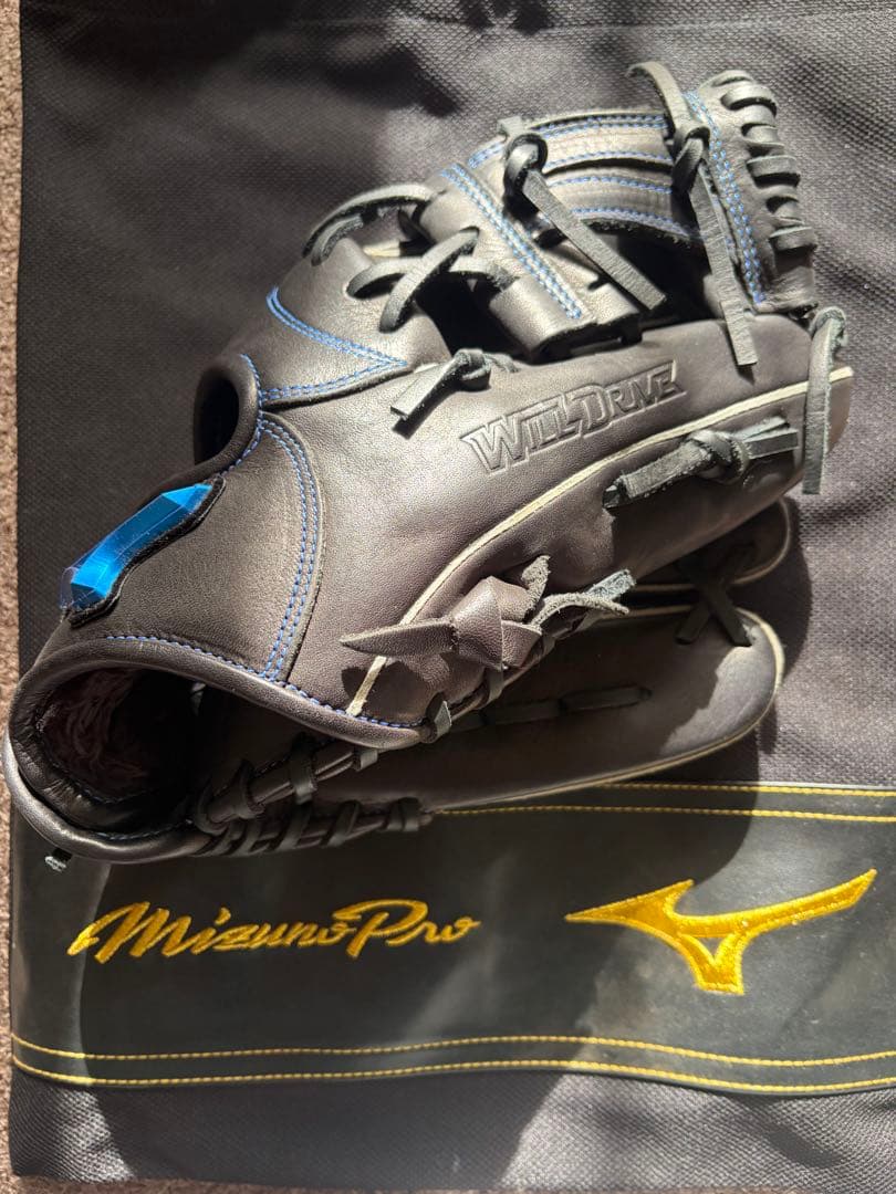 Mizuno Pro WillDRIVE 軟式グローブ 黒/青