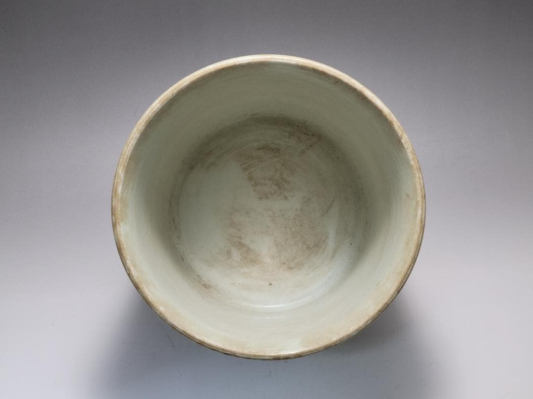 青釉 辰砂 窯変 大型筆筒 宋元時代 幅約16.4cm