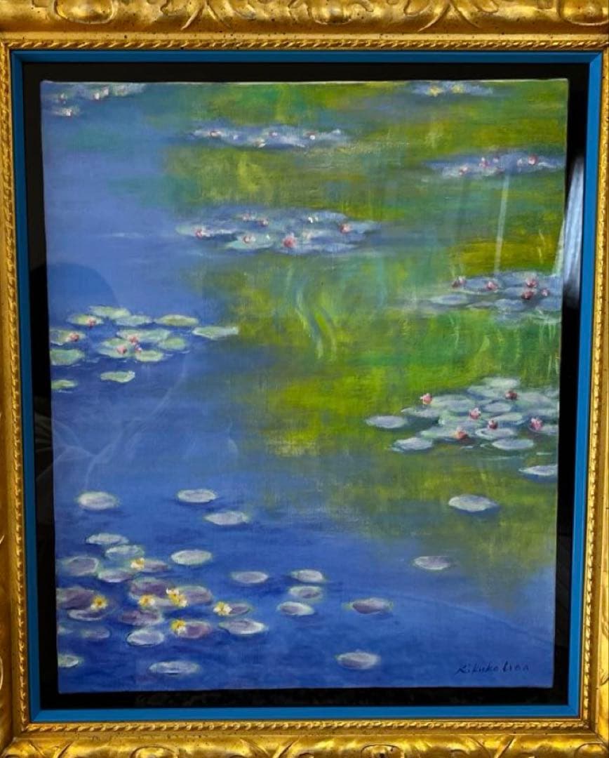 宇田喜久子　睡蓮　初夏　油彩画