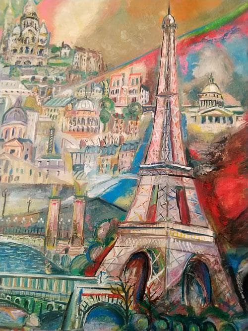 小澤勇寿朗 油絵 F20号キャンバス、木枠 パリの街　サイン入り真作