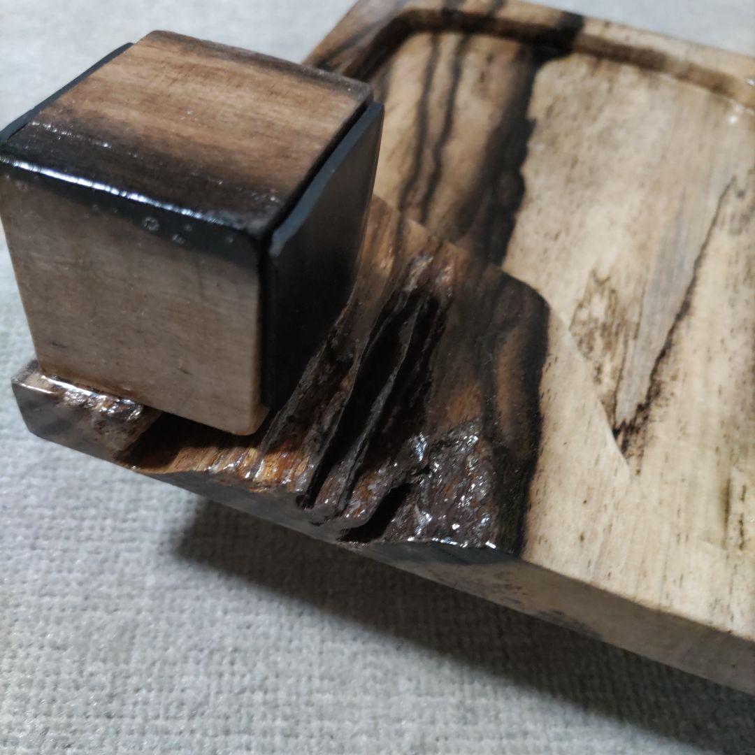 黒柿　くり抜き手作りへらお膳　ヘラお膳　左用