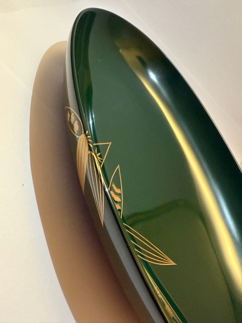 パスタ鉢　輪島塗　蒔絵 260x160x55mm 笹蒔絵　大王塗師屋