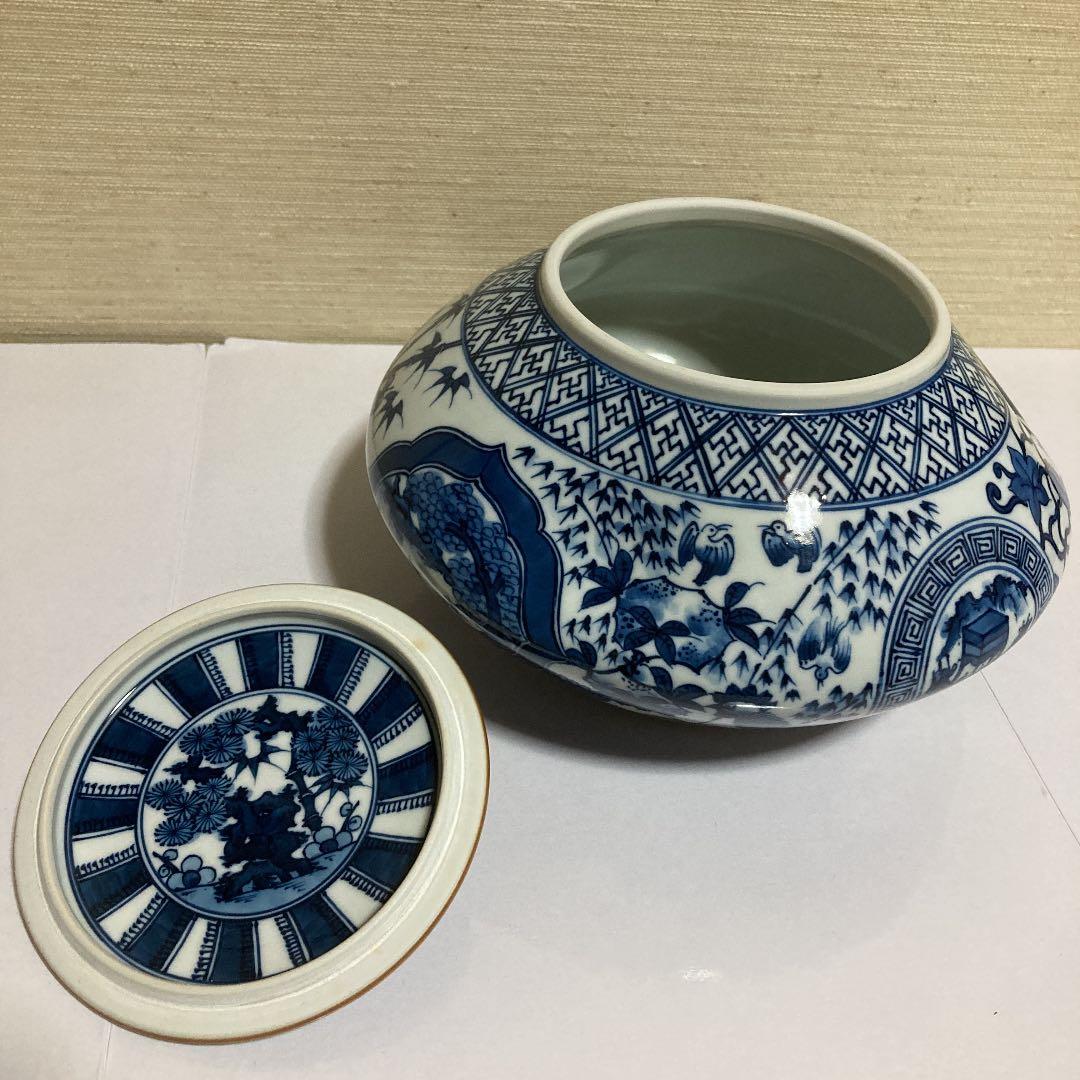 茶道具　京焼　染付水指　手塚景雲作