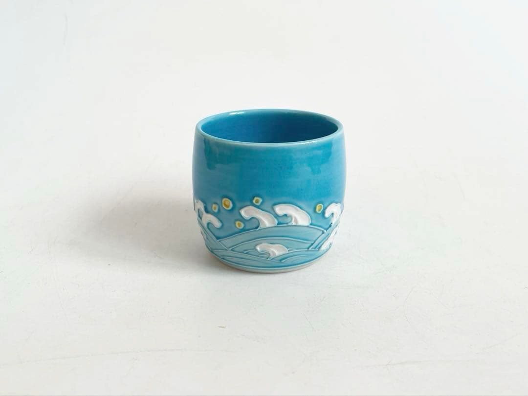 陶芸家　曽根幸風　平安　交趾焼　波濤文　蓋置　共箱　茶道具