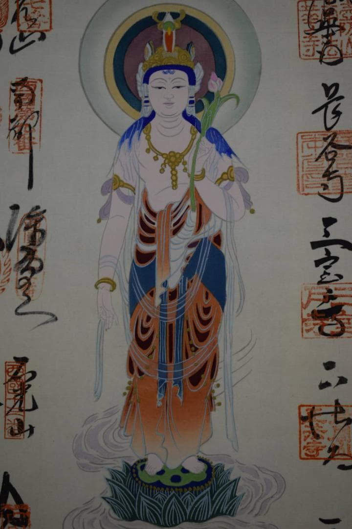 真作/西国三十三ヶ所/三十三ヵ所霊場集印肉筆掛軸/美品/布袋屋掛軸HF-440