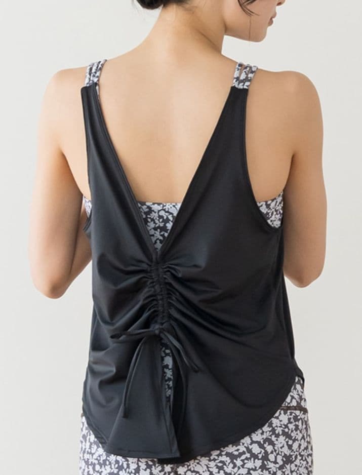 SUKALA　ノスタルジックフラワープリントカバータンクトップ　ブラック　XL