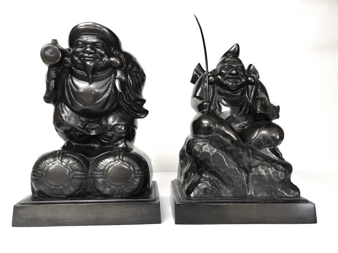 銅器:大黒天.恵比寿・二福神置物