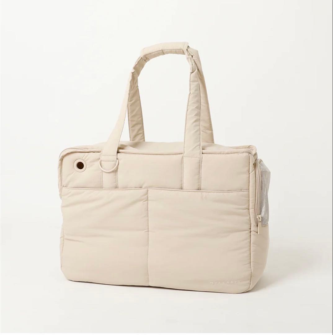 モンシェリ　軽量撥水ペットトートバッグ　Mサイズ　ベージュ（専用袋付き）