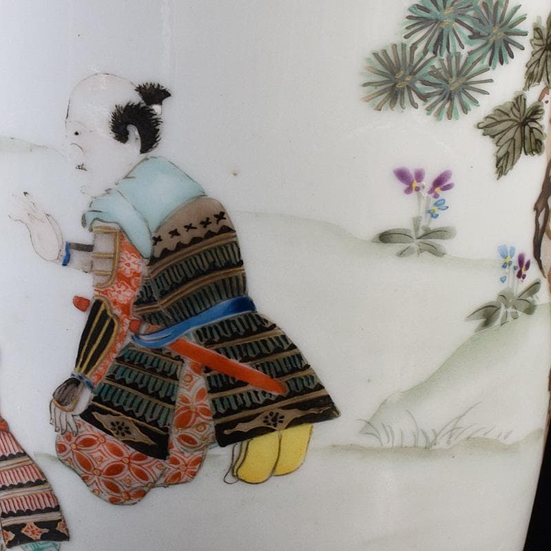 九谷焼　古九谷　色絵金彩　山水人物文瓶　V　R8111