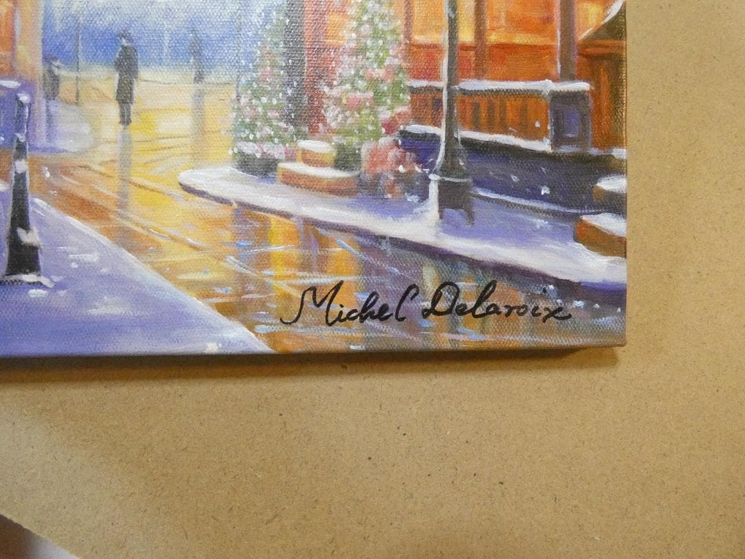 F6 フランス油彩 ミッシェル ドラクロワ 「風景」サイン肉筆手描き　額装済み
