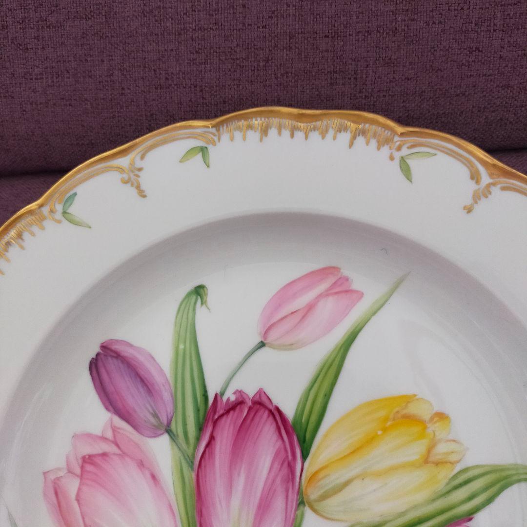 KPM　ベルリン　チューリップ　手描き?　金彩　アンティーク　プレート　皿