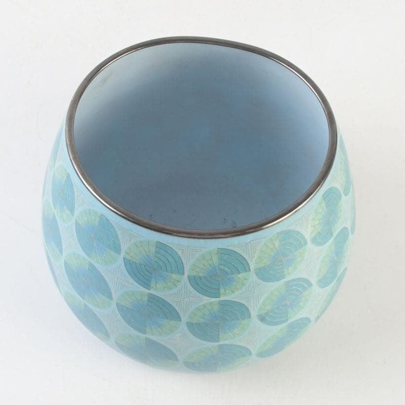 七宝焼　有線七宝　米澤慧聿子作　花器　壷　D　9714