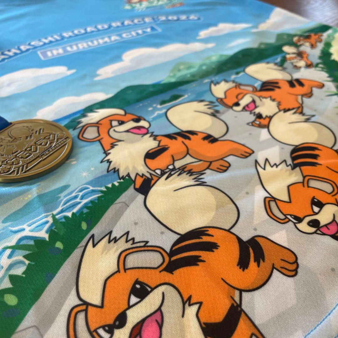 日本初開催 ポケモンラン@沖縄 有料オプション 記念メダル &Ｔシャツ　ガーディ