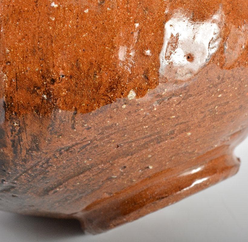 茶道具　大樋焼　中村長阿弥造　飴釉　大樋茶碗　共箱　C　R4541