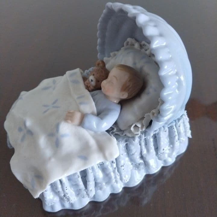 陶磁器製 赤ちゃんとクマの置物 アンティーク