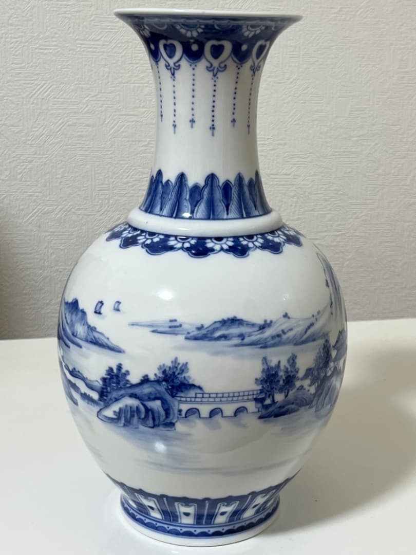 中国美術 李朝 景徳鎮 大清 古玩 山水 花器 染付