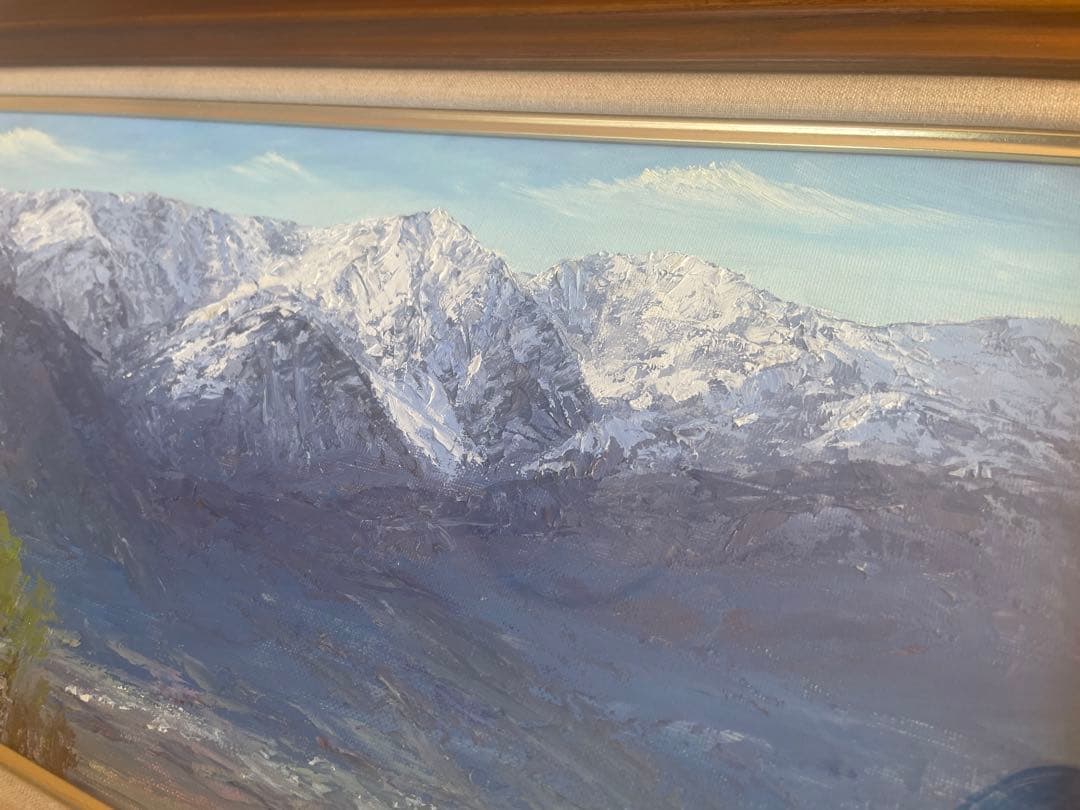 小川久雄　油彩 肉筆　白馬の山々　H.O. サイン入り 551✖️225