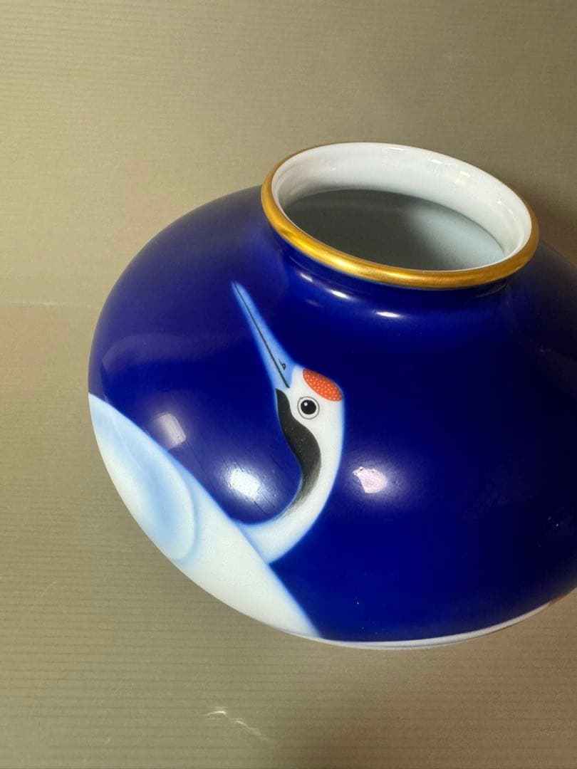 2740 深川製磁　金縁鶴文　花瓶