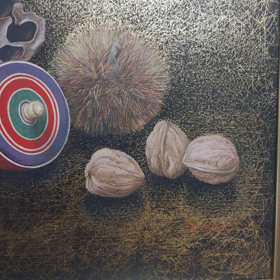 甲斐道子　コマを置く　原画　油絵