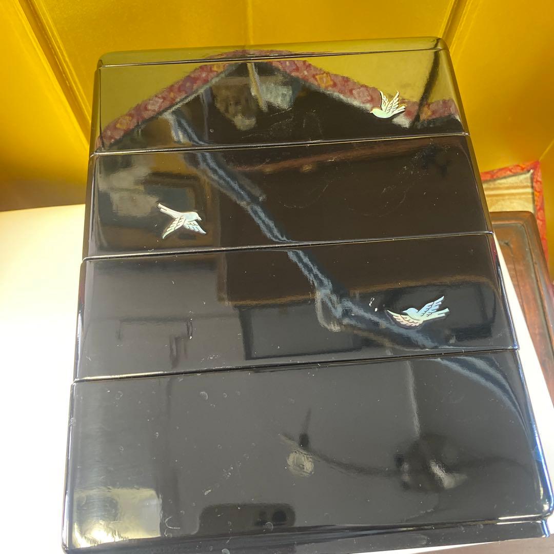 螺鈿細工，漆器 重箱 桜の象嵌