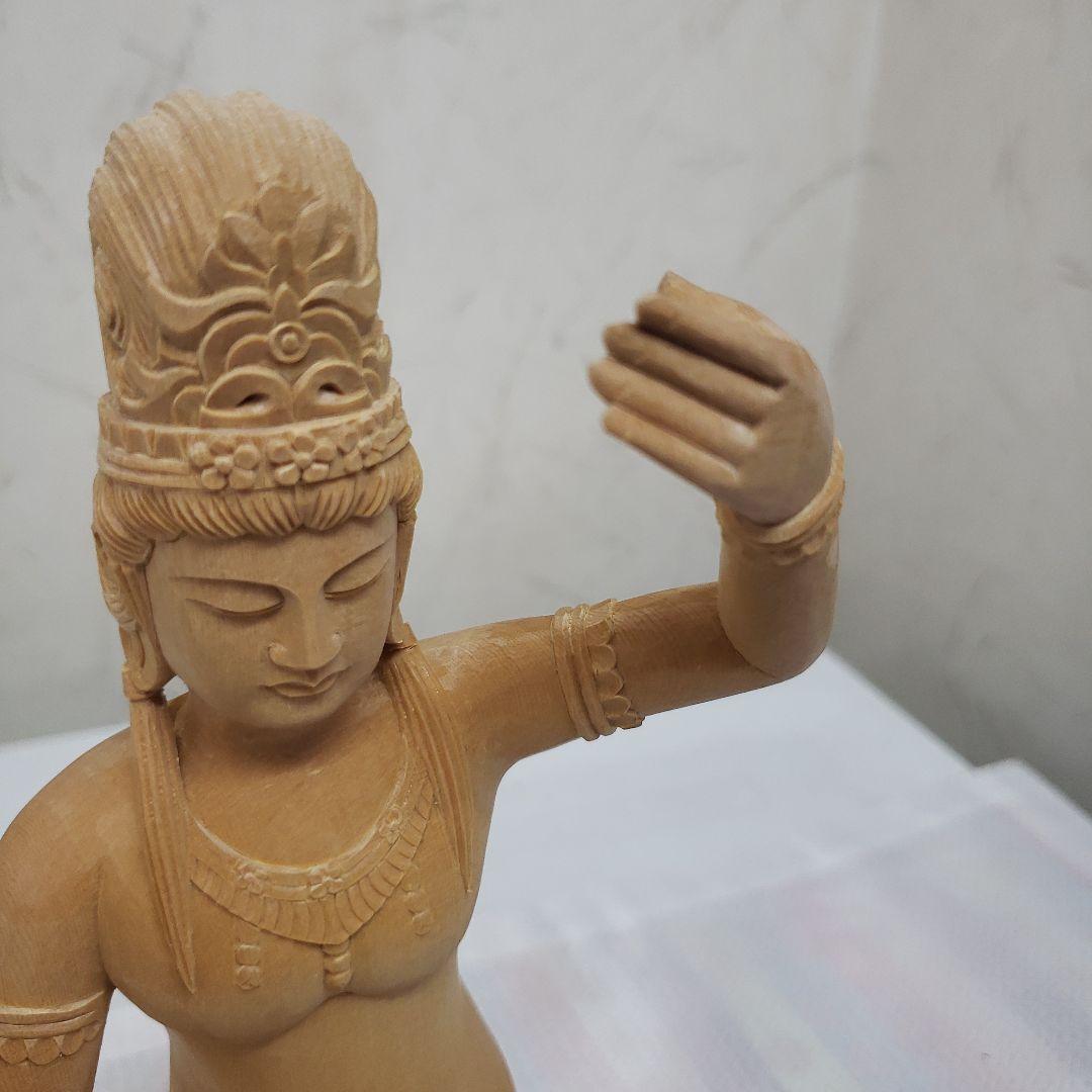 Ｂフライデー蔵出し特価美しい仏像です◆金運ヒバ材 弁財天◆秘部バチ付き２８cm