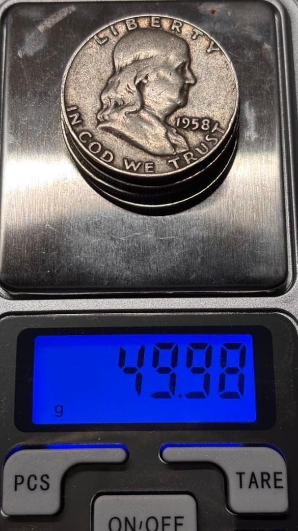 1958 アメリカ フランクリン ハーフダラー 50セント 銀貨 4枚