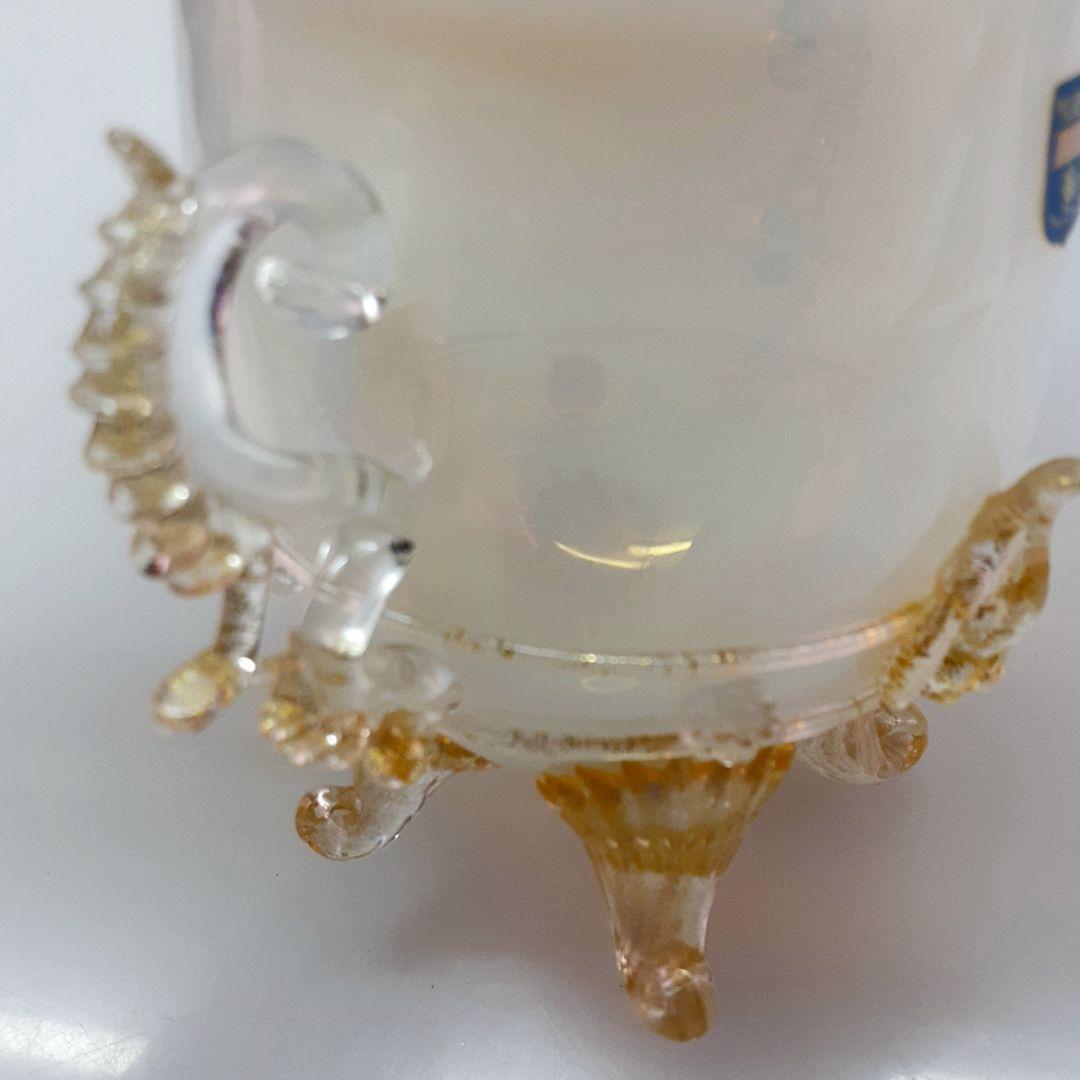 MURANO ムラーノ グラス 双耳 乳白 杯 カップ ガラス ゴブレット