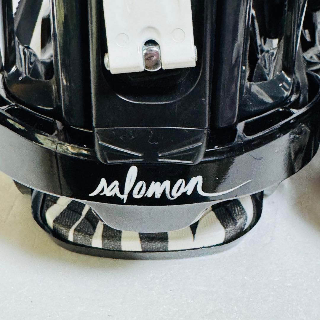 sサイズ　ゼブラ柄 スノーボードビンディング　サロモン女性レディース黒色ブラック