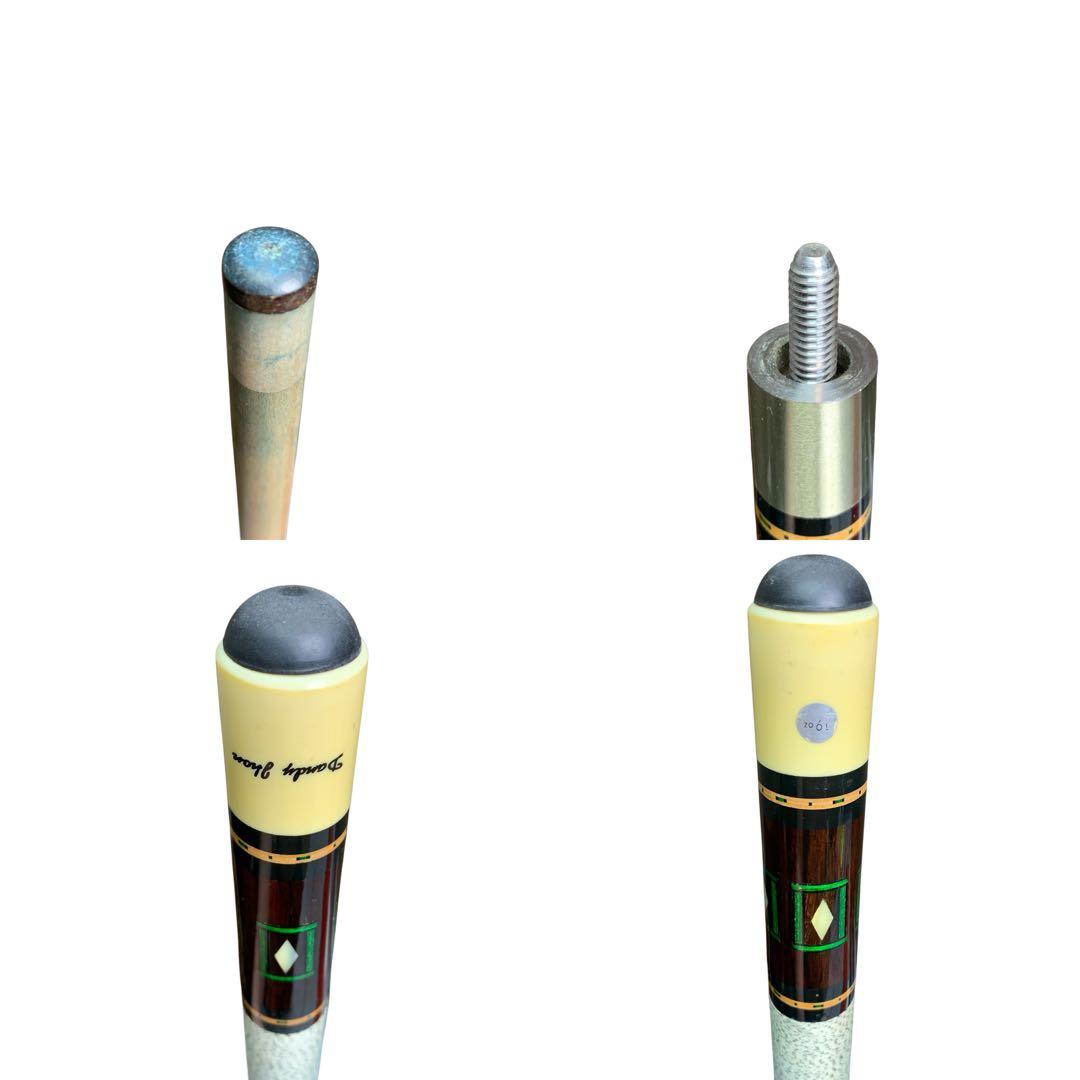 【良品】ビリヤード　プレイキュー　4剣貝装飾　木目調　バット　シャフト　ケース付