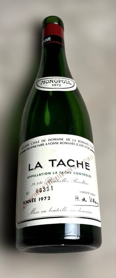 ドメーヌ・ド・ラ・ロマネ・コンティ（DRC）ラ・ターシュ1972年　空ボトル