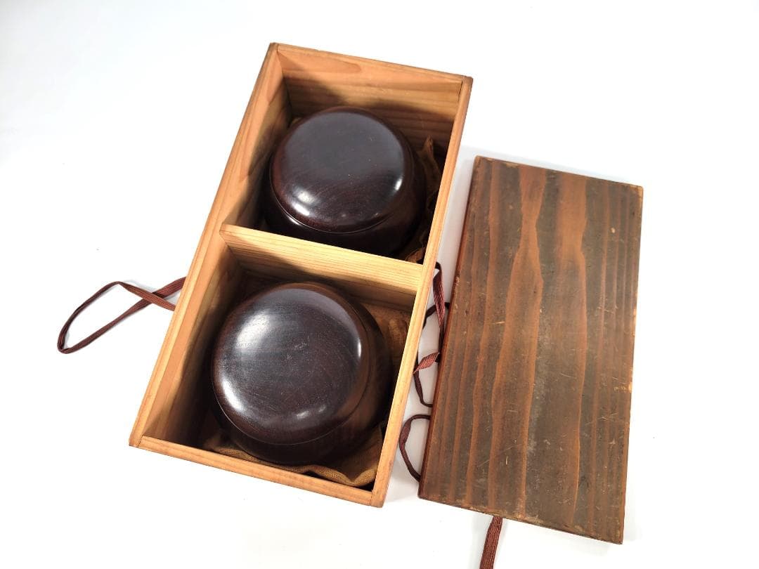【送料無料・蔵出し】囲碁　本蛤碁石　本那智黒　黒檀　桐箱付き　骨董　ビンテージ