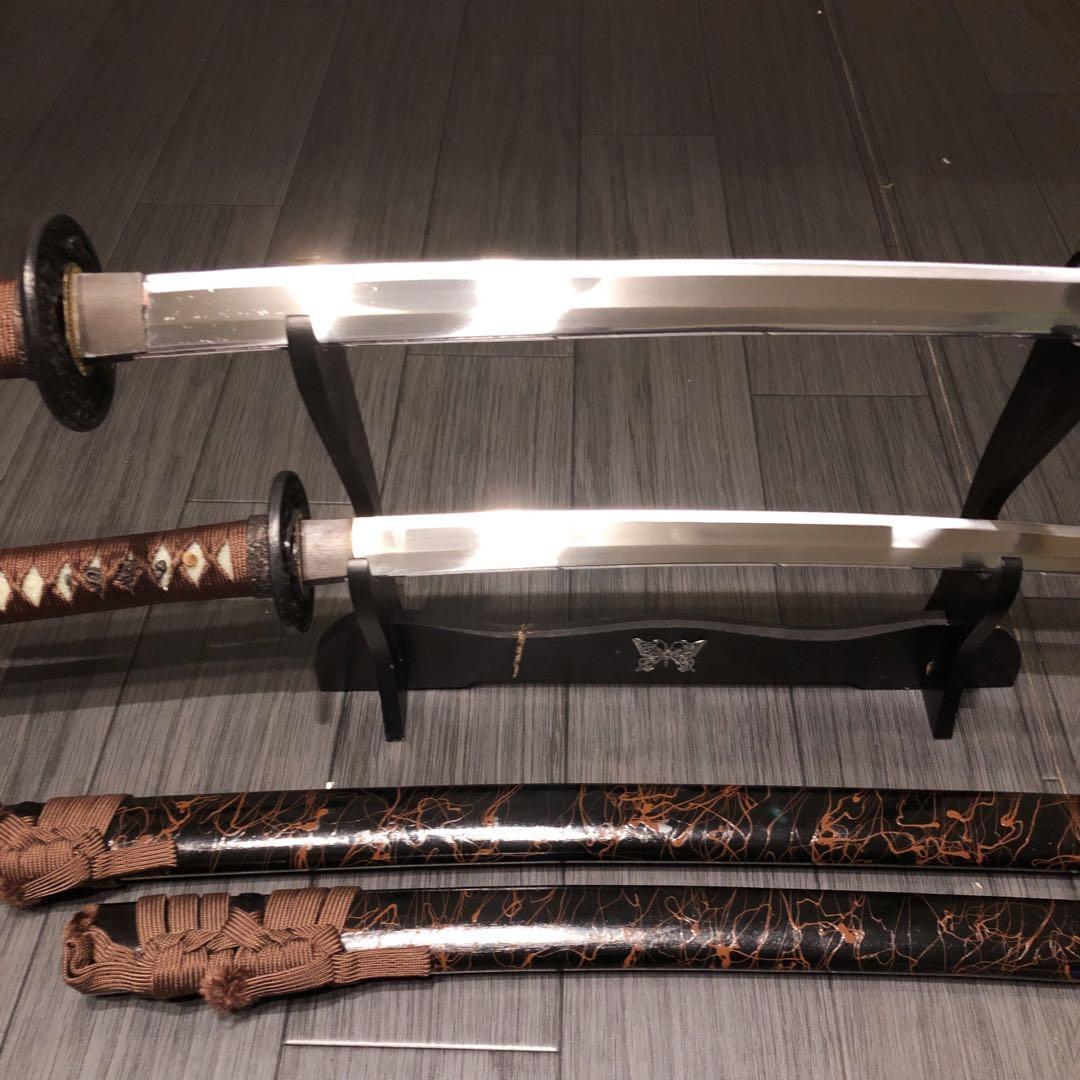 高級模造刀　高級居合刀　太刀　大小セット　本研波刃　亜鉛合金