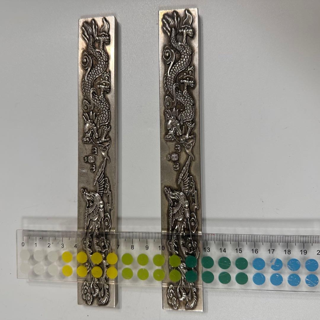 文鎮　書道　龍鳳呈祥　ペーパーウエイト2本セット