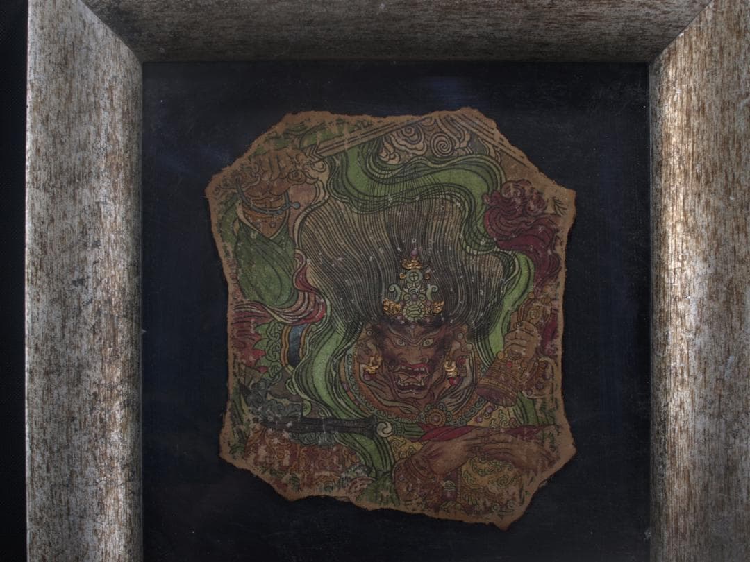 中国唐時代　敦煌莫高窟壁画 彩絵　人物像 発掘品 AK1908A6-1