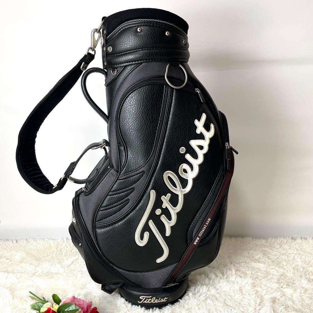 限定モデル✨タイトリスト キャディバッグ 黒ブラック レザー カート型 大型
