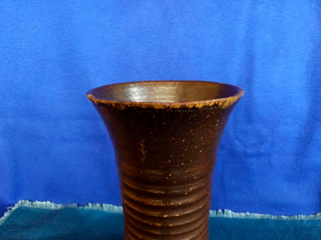 【珍品】古備前　飛胡麻轆轤(ろくろ)目花生( 桂 又三郎鑑定)