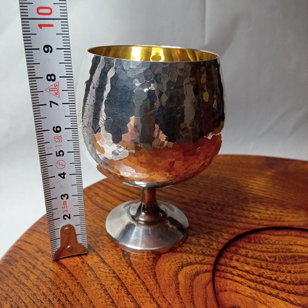 銀杯　シルバー製　鎚目模様　酒器　SILVER 下にMの刻印
