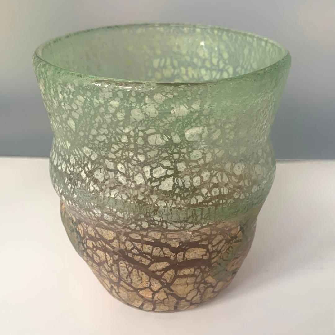 【新品未使用】　稲嶺盛吉 琉球ガラス波巻宙吹きグラス