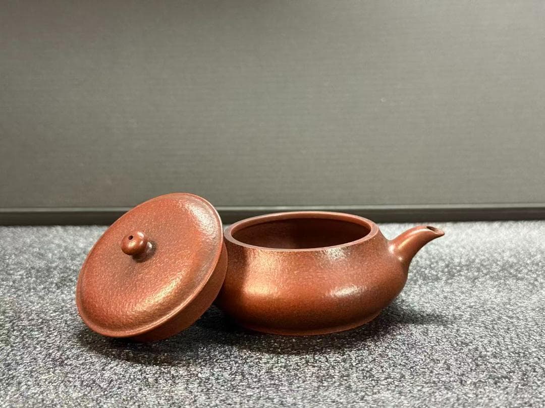 【孟臣 底款 刻漢詩 山中一勺人】紫砂壷 朱泥 段泥 煎茶道具 急須 単孔口