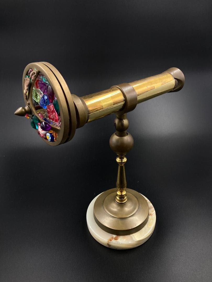 特価　万華鏡　カレイドスコープ　真鍮　大理石　オニキス　27cm