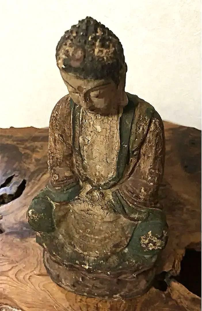 仏教美術 彩色 釈迦如来像 老木 仏像 鎌倉〜江戸期 古玩