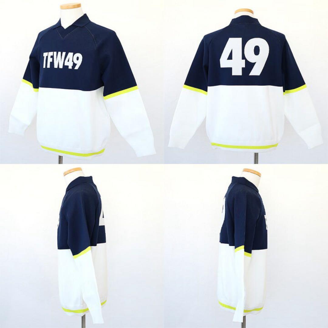 【美品】TFW49 襟付きニット　ホワイト　ネイビー