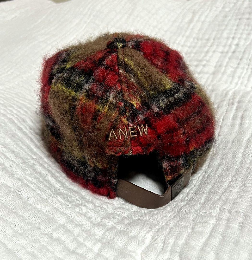【極美品】ANEW ゴルフ　チェックキャップ レッド　ユニセックス 男女兼用