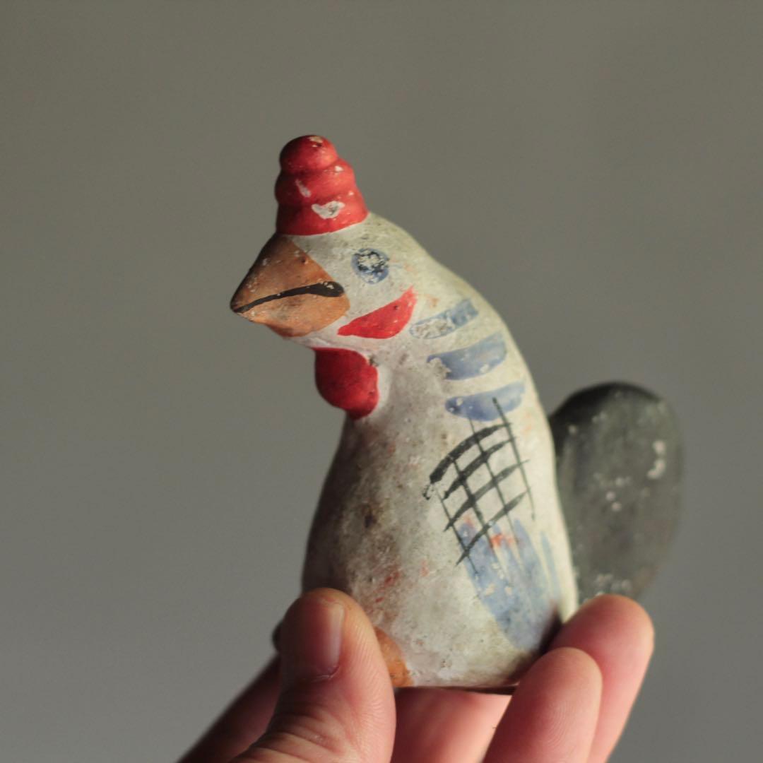 青森 土人形 鳥 鶏 福原英治郎？ 郷土人形 民芸 アンティーク オブジェ