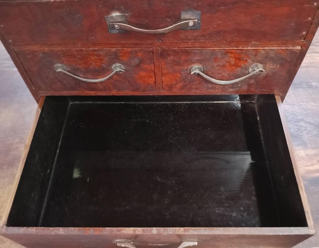 古道具 木製 鏡台用 化粧箱 引き出し付き 小箪笥 昭和レトロ