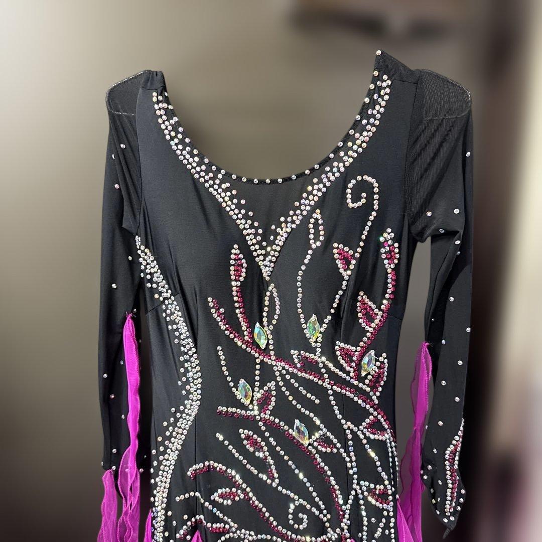 【Mサイズ】社交ダンス　ドレス　ブラック×ピンク